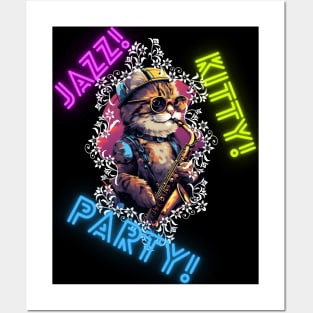 Stylish Cat: "Jazz Kitty Party" Posters and Art